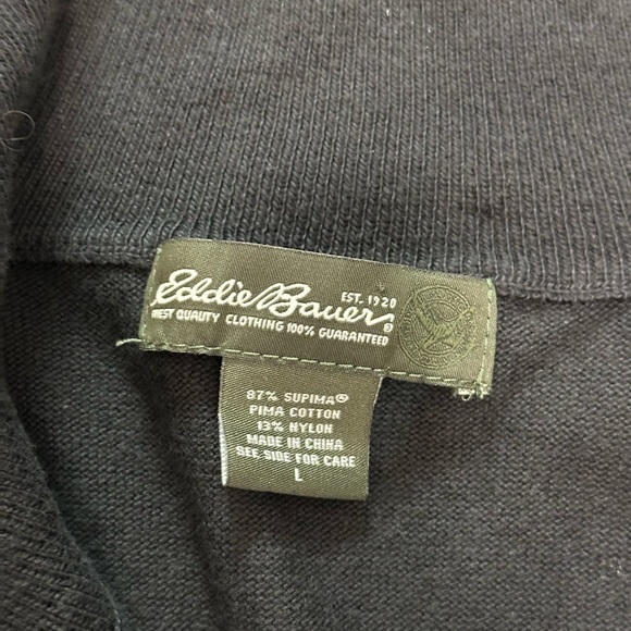 Mens Eddie Bauer Large Quarter 1/4 Zip Sweatshirt Sweater Gray Long Sleeve Black - Picture 7 of 8